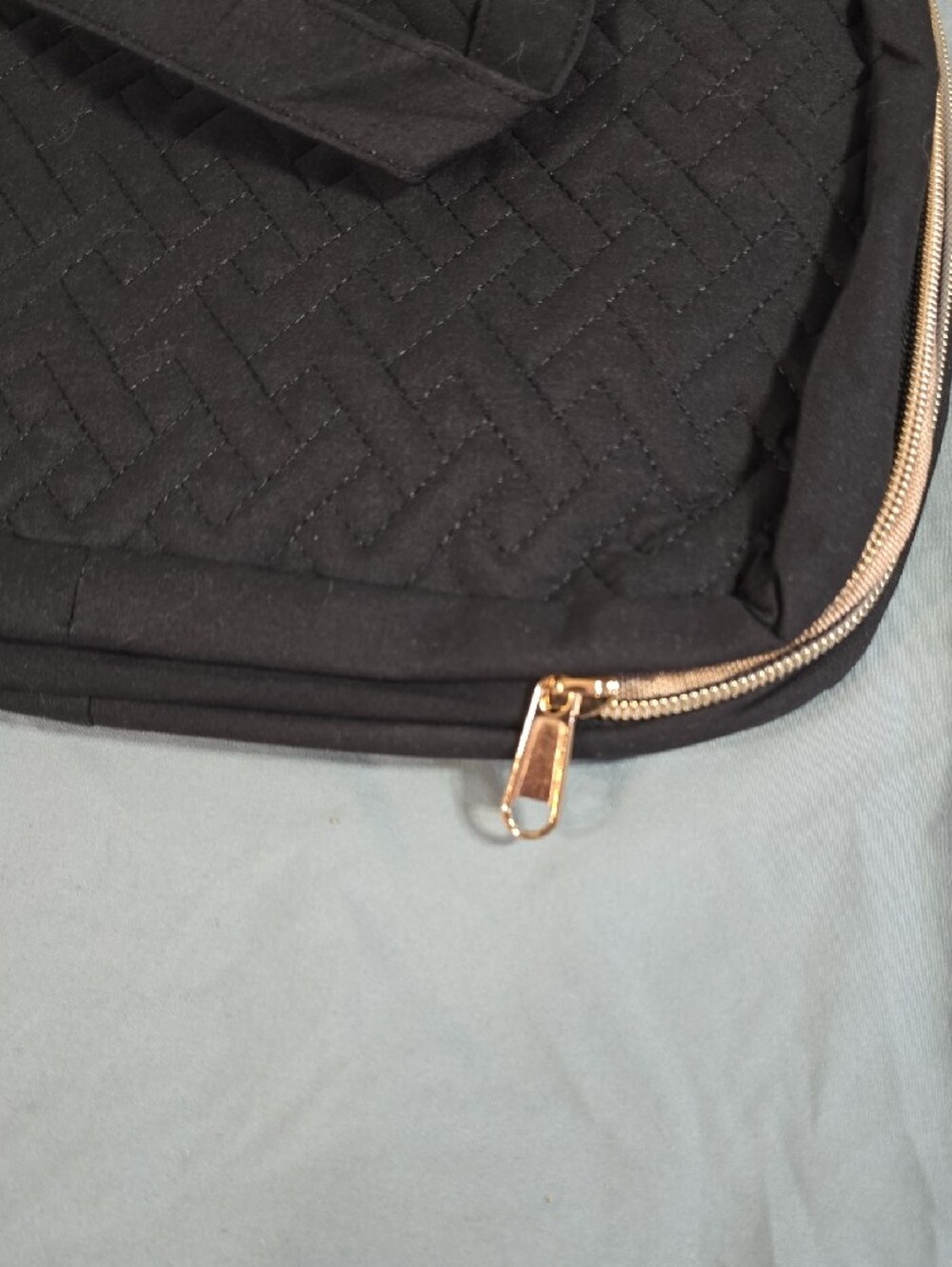 Black Quilted Travel Tote Bag with Top Handles - Picture 10 of 10